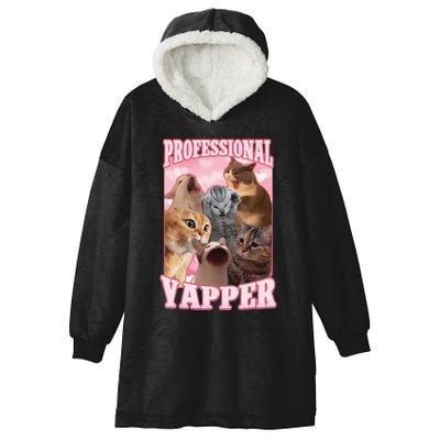 Funny Cat Meme Professional Yapper Cat Oddly Specific Dank Hooded Wearable Blanket