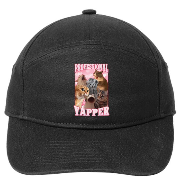 Funny Cat Meme Professional Yapper Cat Oddly Specific Dank 7-Panel Snapback Hat