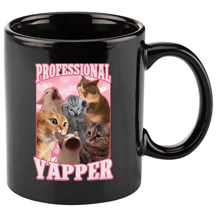 Funny Cat Meme Professional Yapper Cat Oddly Specific Dank 11oz C Handle Ceramic Mug