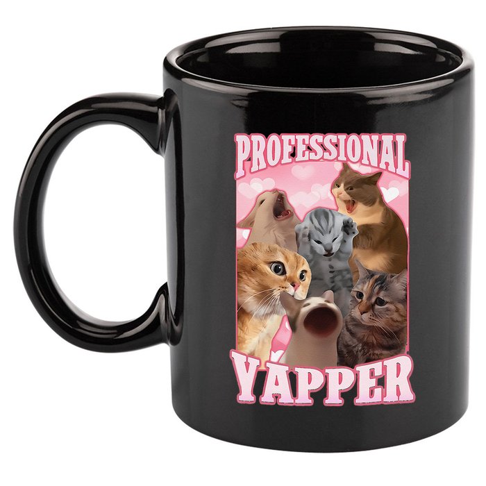 Funny Cat Meme Professional Yapper Cat Oddly Specific Dank 11oz C Handle Ceramic Mug