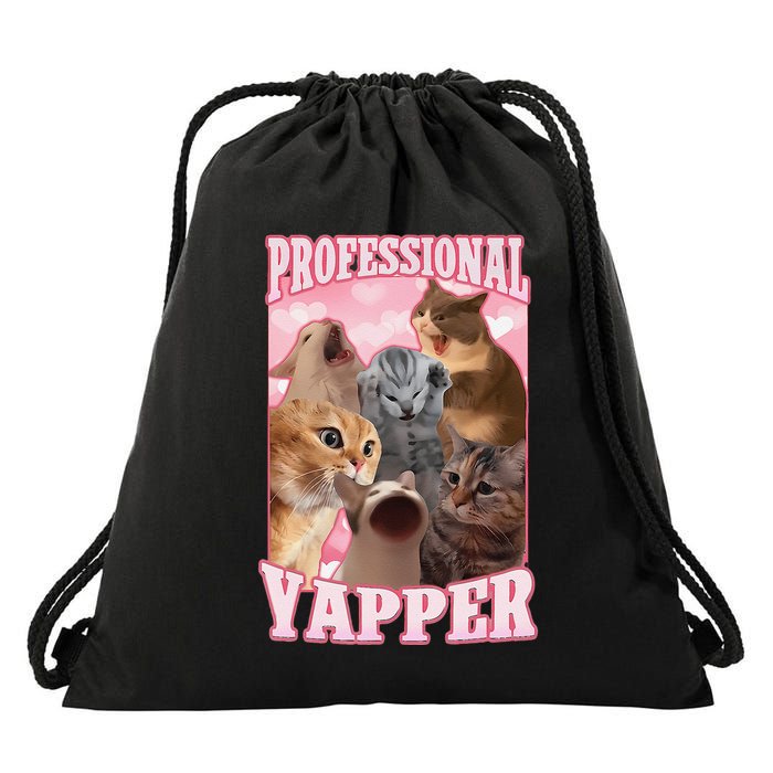 Funny Cat Meme Professional Yapper Cat Oddly Specific Dank Drawstring Bag