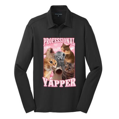 Funny Cat Meme Professional Yapper Cat Oddly Specific Dank Silk Touch Performance Long Sleeve Polo