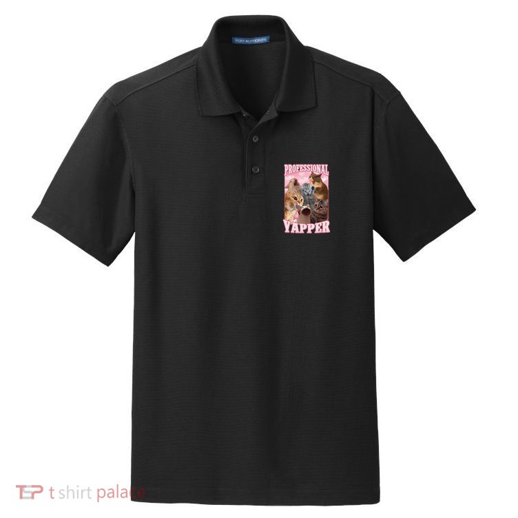 Funny Cat Meme Professional Yapper Cat Oddly Specific Dank Dry Zone Grid Polo