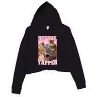 Funny Cat Meme Professional Yapper Cat Oddly Specific Dank Crop Fleece Hoodie