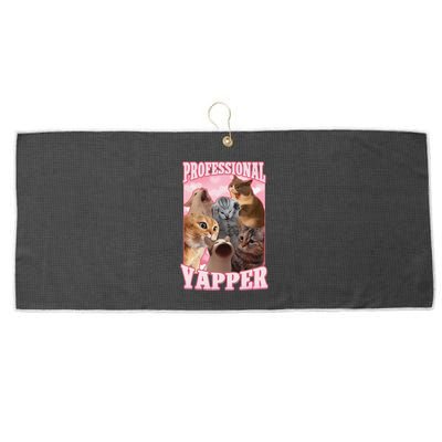 Funny Cat Meme Professional Yapper Cat Oddly Specific Dank Large Microfiber Waffle Golf Towel