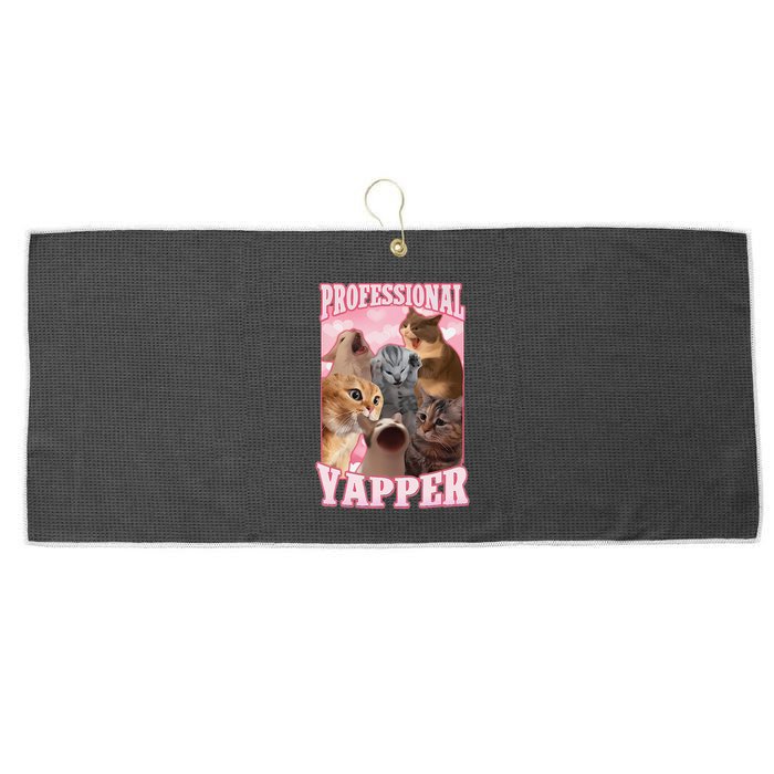 Funny Cat Meme Professional Yapper Cat Oddly Specific Dank Large Microfiber Waffle Golf Towel