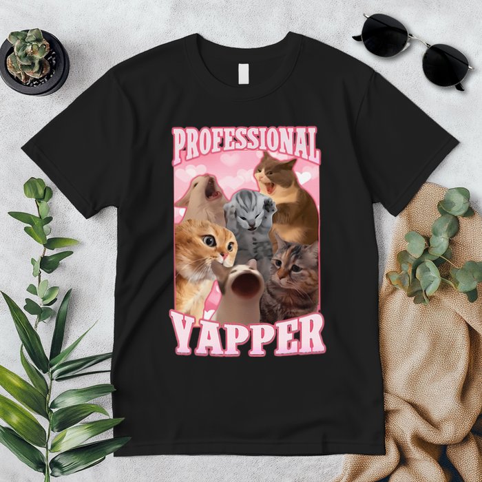 Funny Cat Meme Professional Yapper Cat Oddly Specific Dank Premium T-Shirt