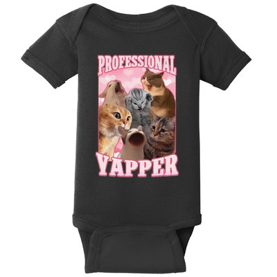 Funny Cat Meme Professional Yapper Cat Oddly Specific Dank Baby Bodysuit