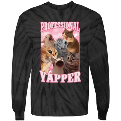 Funny Cat Meme Professional Yapper Cat Oddly Specific Dank Tie-Dye Long Sleeve Shirt