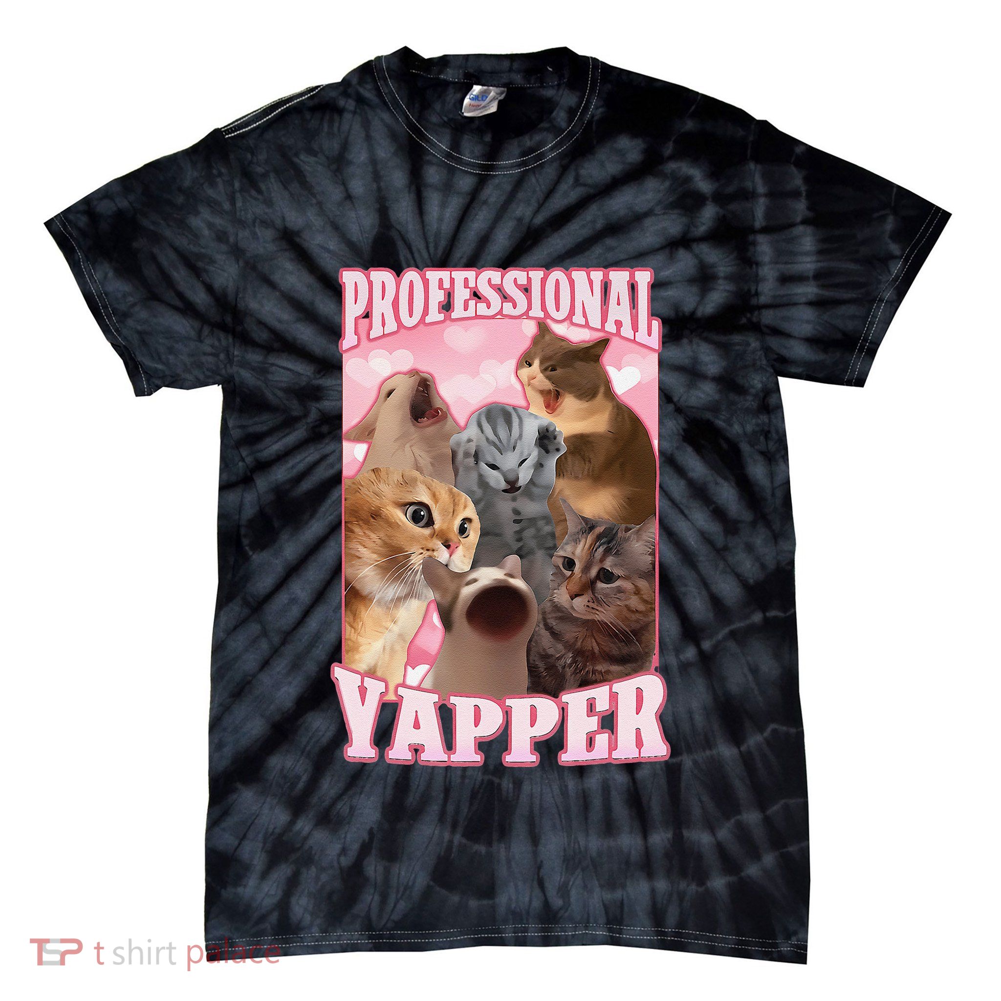 Funny Cat Meme Professional Yapper Cat Oddly Specific Dank Tie-Dye T-Shirt