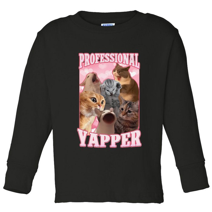 Funny Cat Meme Professional Yapper Cat Oddly Specific Dank Toddler Long Sleeve Shirt