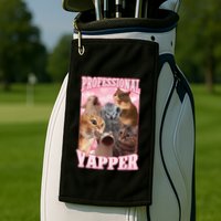Funny Cat Meme Professional Yapper Cat Oddly Specific Dank Golf Towel