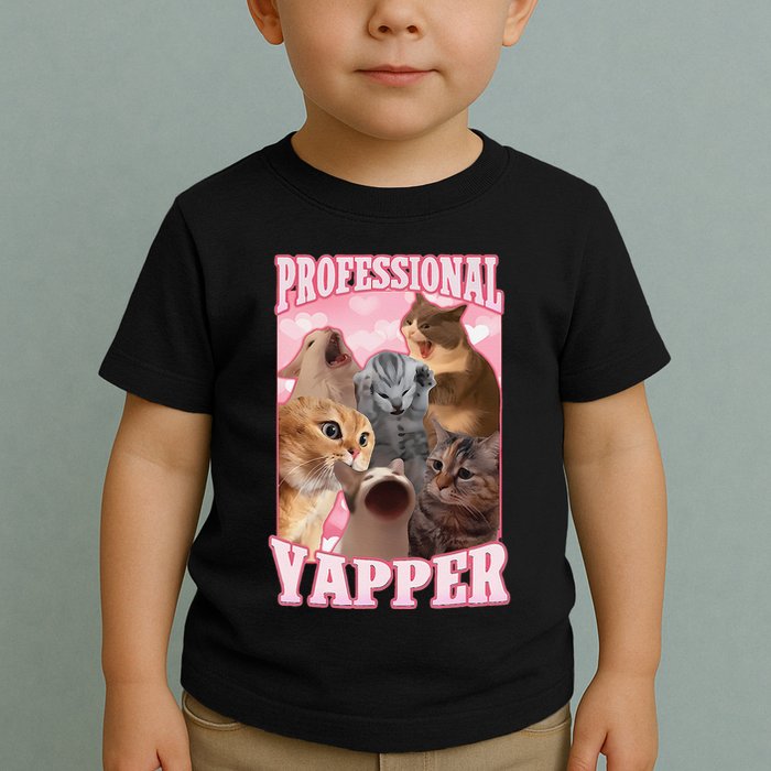 Funny Cat Meme Professional Yapper Cat Oddly Specific Dank Toddler T-Shirt