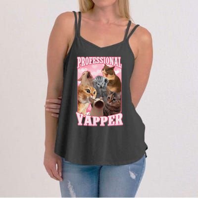 Funny Cat Meme Professional Yapper Cat Oddly Specific Dank Women's Strappy Tank