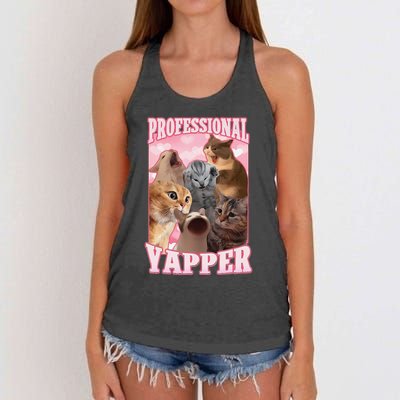 Funny Cat Meme Professional Yapper Cat Oddly Specific Dank Women's Knotted Racerback Tank