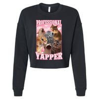 Funny Cat Meme Professional Yapper Cat Oddly Specific Dank Cropped Pullover Crew