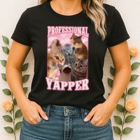 Funny Cat Meme Professional Yapper Cat Oddly Specific Dank Womens T-Shirt