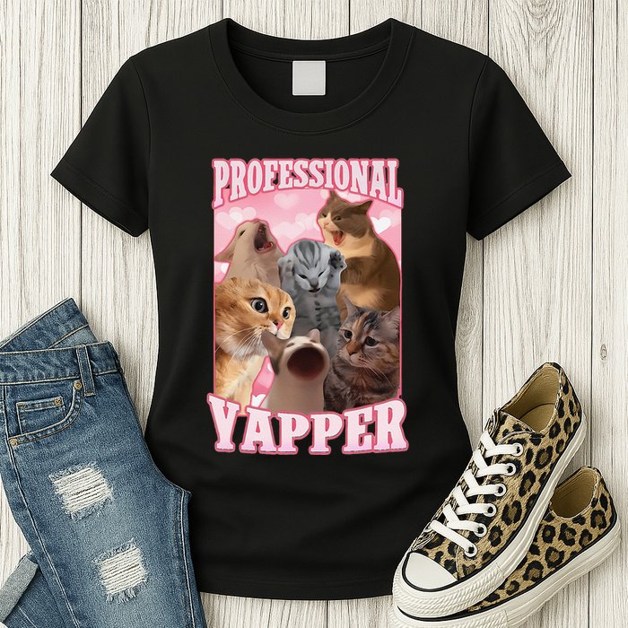 Funny Cat Meme Professional Yapper Cat Oddly Specific Dank Womens T-Shirt