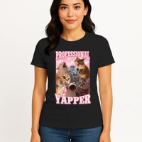 Funny Cat Meme Professional Yapper Cat Oddly Specific Dank Womens T-Shirt