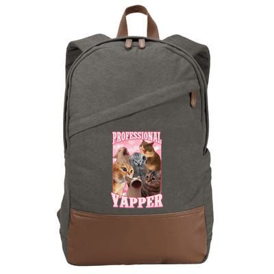 Funny Cat Meme Professional Yapper Cat Oddly Specific Dank Cotton Canvas Backpack
