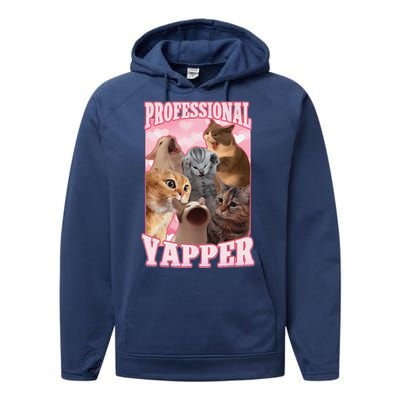 Funny Cat Meme Professional Yapper Cat Oddly Specific Dank Performance Fleece Hoodie