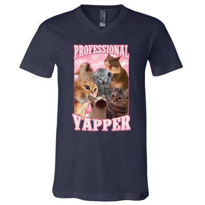 Funny Cat Meme Professional Yapper Cat Oddly Specific Dank V-Neck T-Shirt