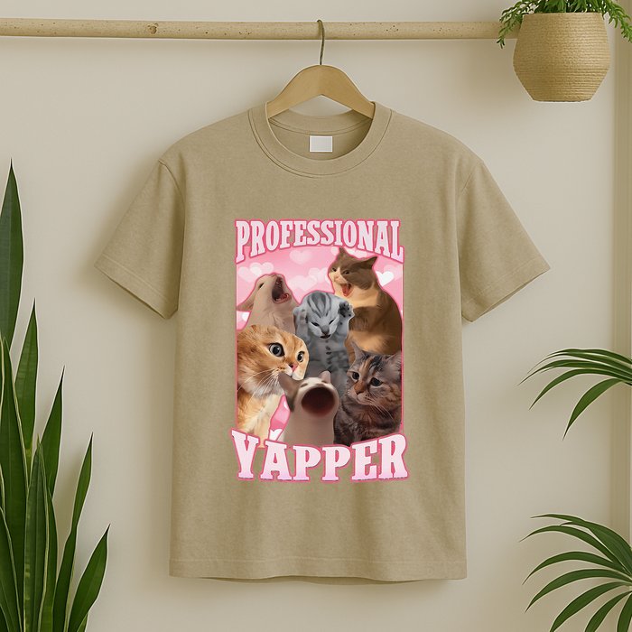 Funny Cat Meme Professional Yapper Cat Oddly Specific Dank T-Shirt