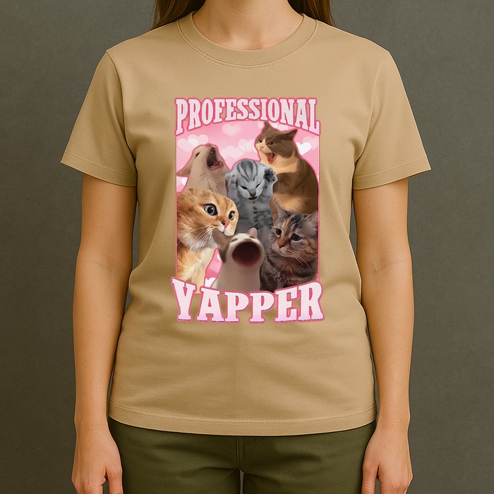 Funny Cat Meme Professional Yapper Cat Oddly Specific Dank T-Shirt