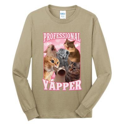 Funny Cat Meme Professional Yapper Cat Oddly Specific Dank Tall Long Sleeve T-Shirt