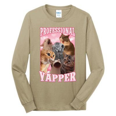 Funny Cat Meme Professional Yapper Cat Oddly Specific Dank Tall Long Sleeve T-Shirt