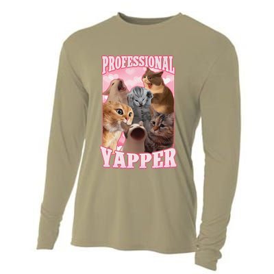 Funny Cat Meme Professional Yapper Cat Oddly Specific Dank Cooling Performance Long Sleeve Crew