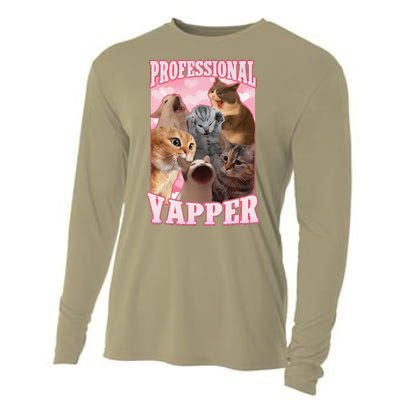 Funny Cat Meme Professional Yapper Cat Oddly Specific Dank Cooling Performance Long Sleeve Crew