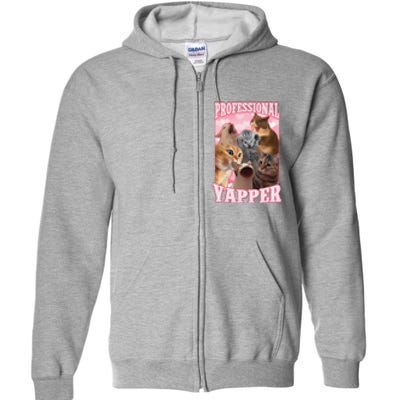 Funny Cat Meme Professional Yapper Cat Oddly Specific Dank Full Zip Hoodie