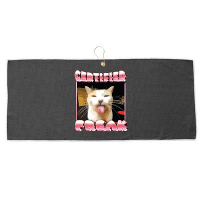 Funny Cat Meme Certified Freak Funny Cat Meme Large Microfiber Waffle Golf Towel