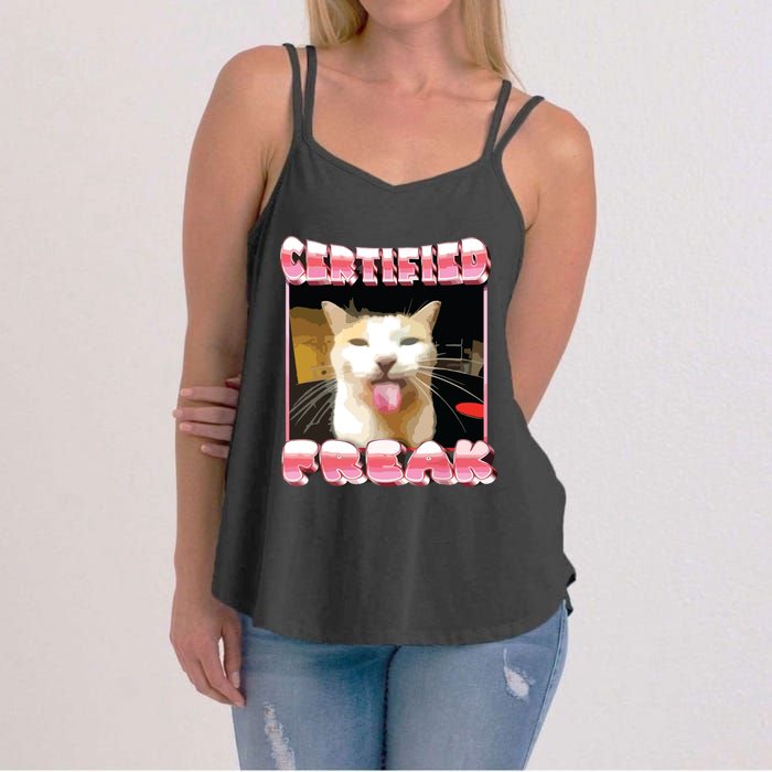 Funny Cat Meme Certified Freak Funny Cat Meme Women's Strappy Tank