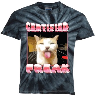 Funny Cat Meme Certified Freak Funny Cat Meme Kids Tie-Dye T-Shirt