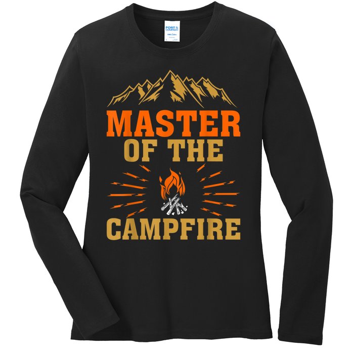 Funny Camping Master Of The Campfire Ladies Long Sleeve Shirt