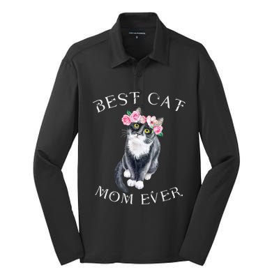 Funny Cat Mom For Cat Loversmothers Day Gift Silk Touch Performance Long Sleeve Polo