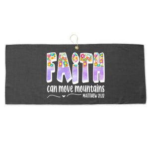 Faith Can Move Mountains Matthew 21:22 Prayer Large Microfiber Waffle Golf Towel