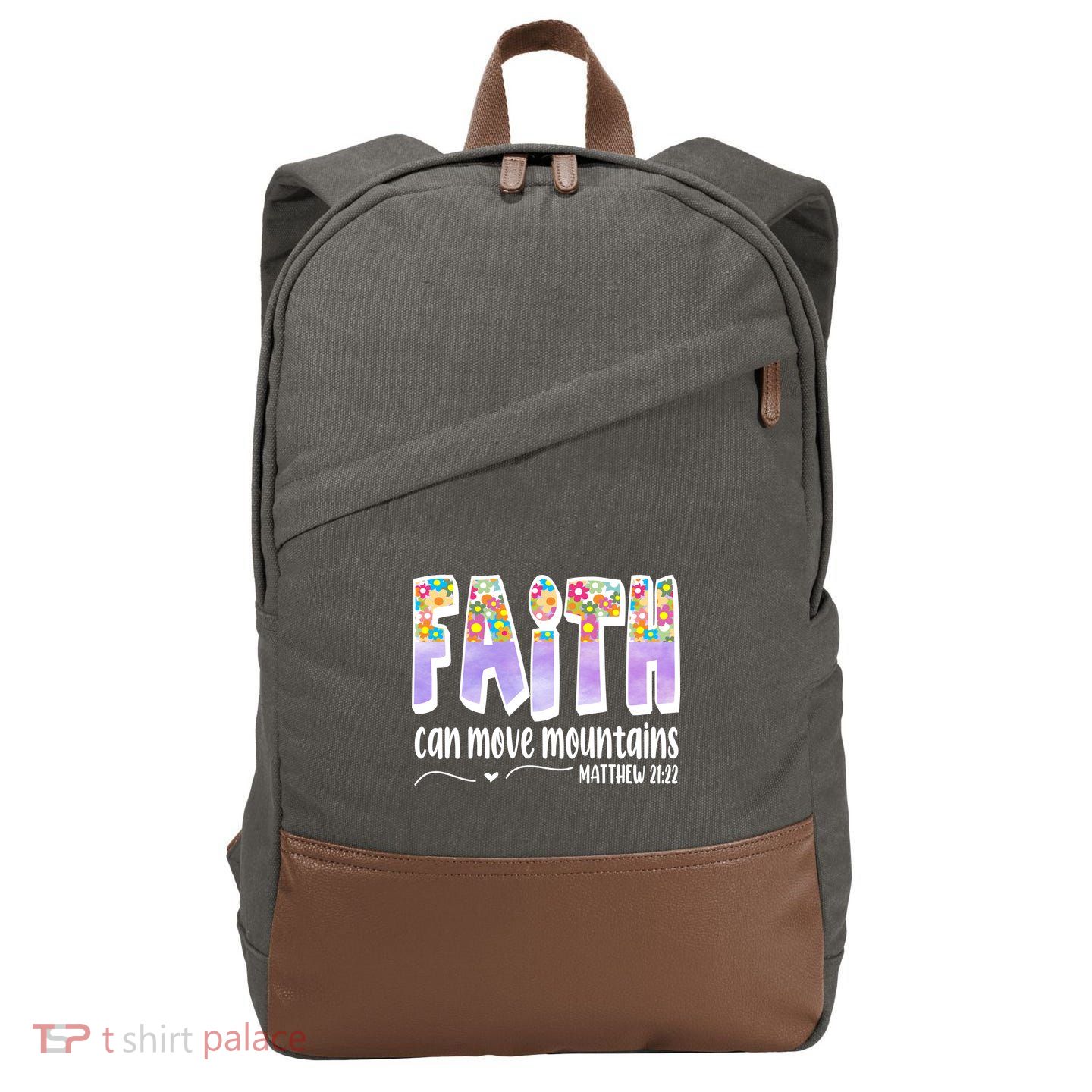 Faith Can Move Mountains Matthew 21:22 Prayer Cotton Canvas Backpack