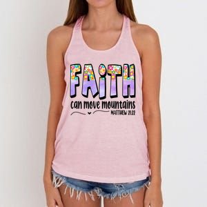 Faith Can Move Mountains Matthew 21:22 Prayer Women's Knotted Racerback Tank