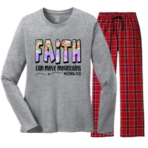 Faith Can Move Mountains Matthew 21:22 Prayer Women's Long Sleeve Flannel Pajama Set 