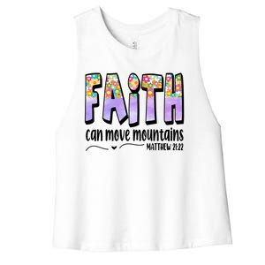 Faith Can Move Mountains Matthew 21:22 Prayer Women's Racerback Cropped Tank