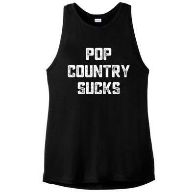 Funny Country Music Gifts Pop Country Sucks Ladies PosiCharge Tri-Blend Wicking Tank