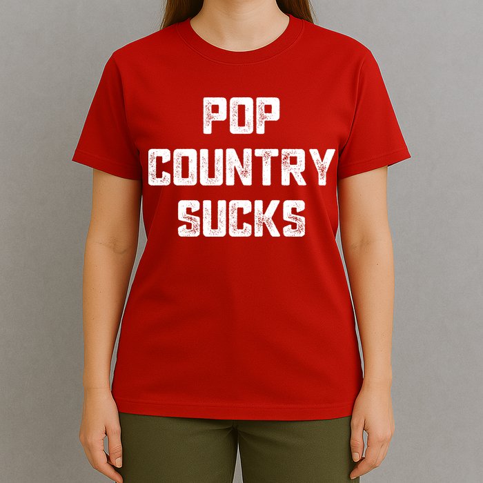 Funny Country Music Gifts Pop Country Sucks T-Shirt