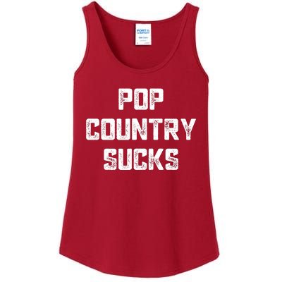 Funny Country Music Gifts Pop Country Sucks Ladies Essential Tank