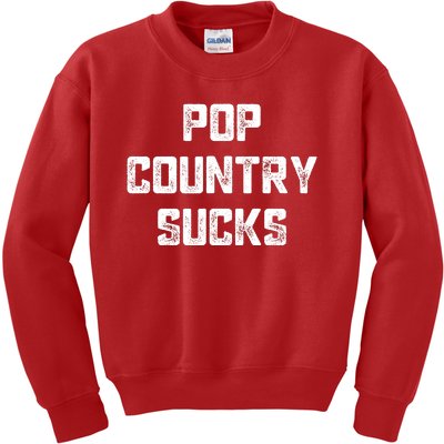 Funny Country Music Gifts Pop Country Sucks Kids Sweatshirt