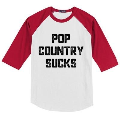 Funny Country Music Gifts Pop Country Sucks Kids Colorblock Raglan Jersey