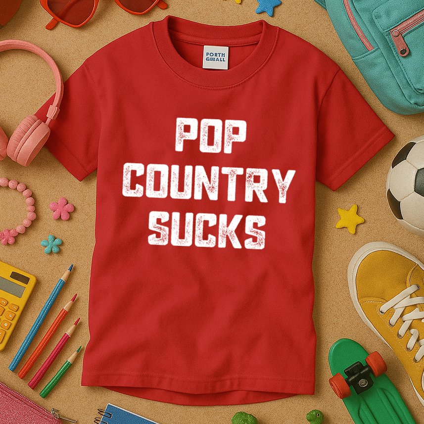 Funny Country Music Gifts Pop Country Sucks Kids T-Shirt