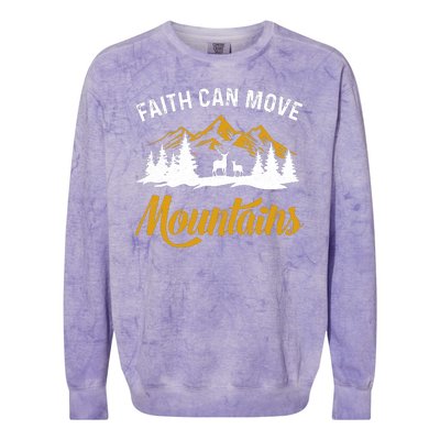 Faith Can Move Mountains Gift For Camping Colorblast Crewneck Sweatshirt